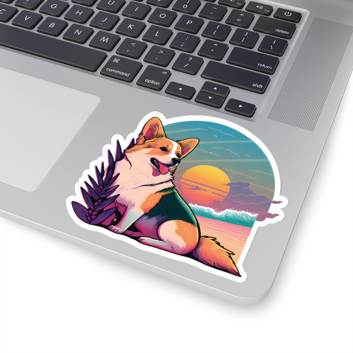 Corgi Sunset Beach Sticker