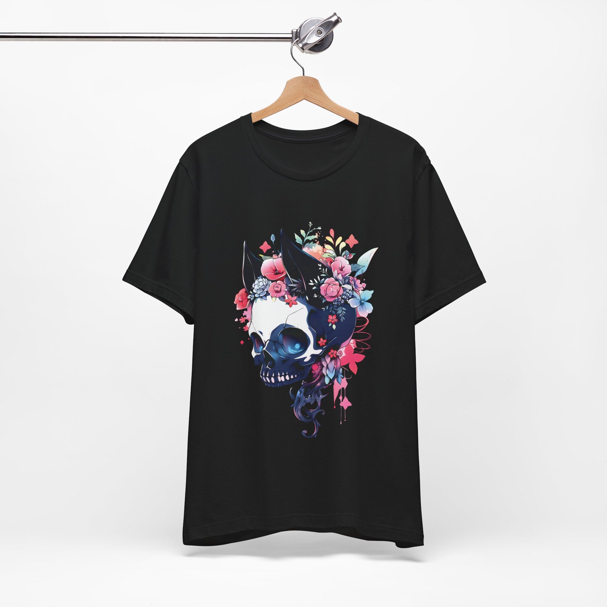 Cat Skull Floral T-Shirt