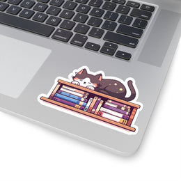 Cat and Books Sticker