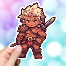 Chibi Barbarian DND Sticker
