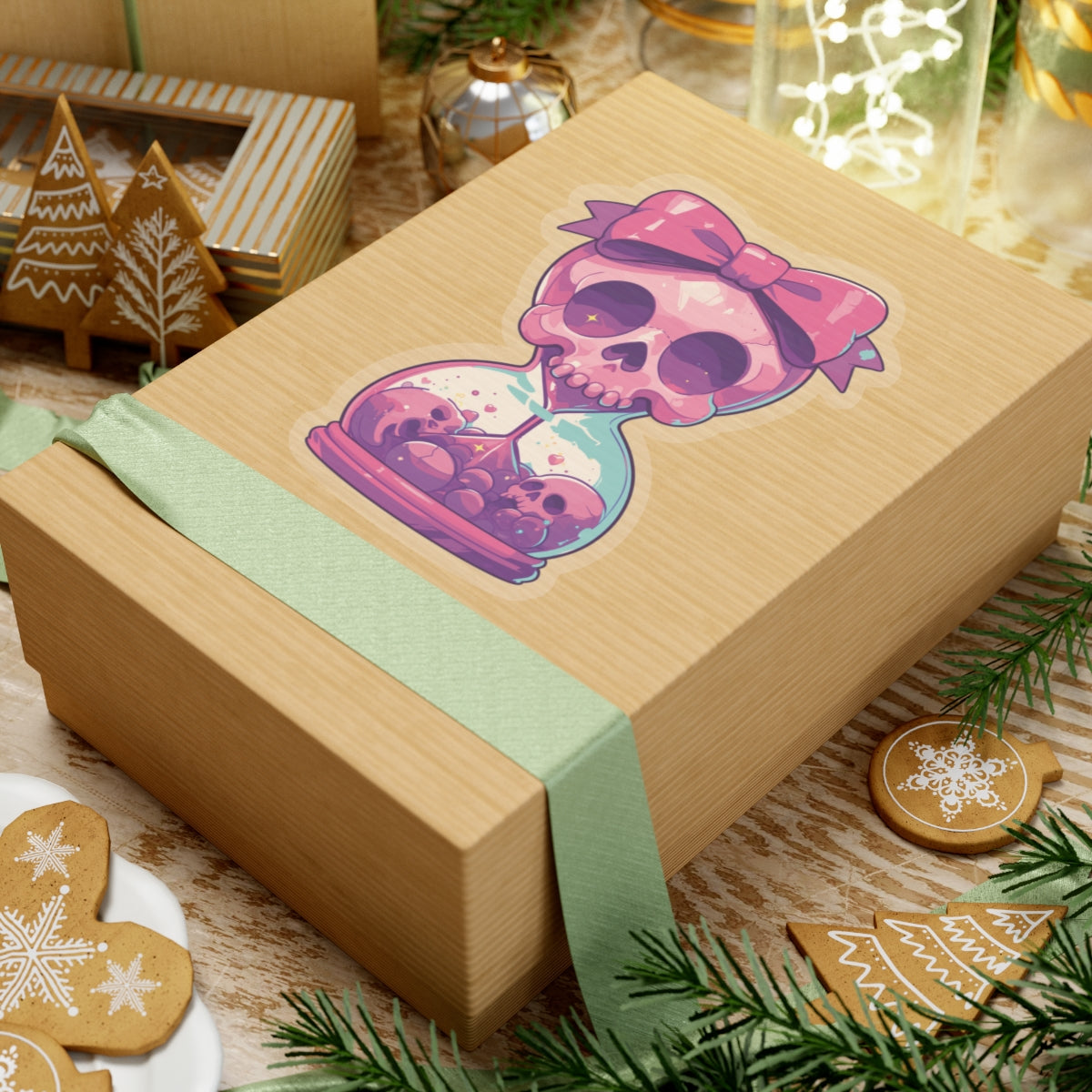 Cute Skull Hourglass Sticker