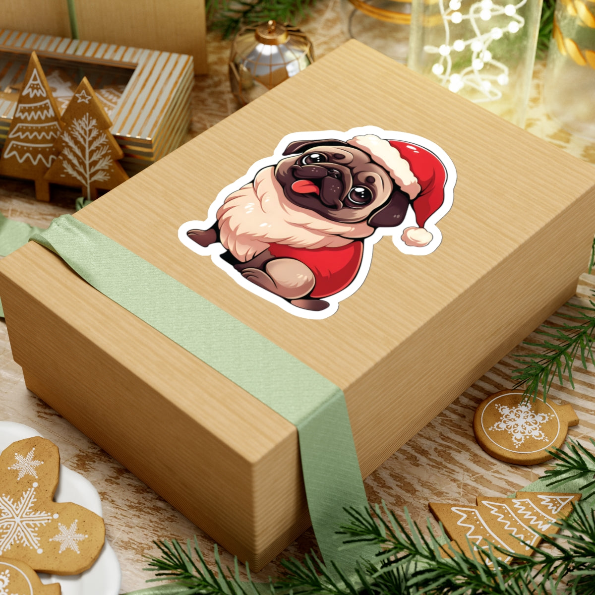 Christmas Pug Sticker