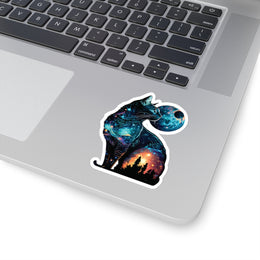 Celestial Cat Moon Sticker