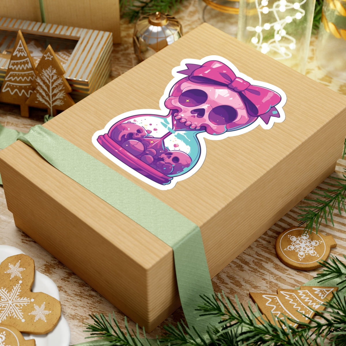 Cute Skull Hourglass Sticker