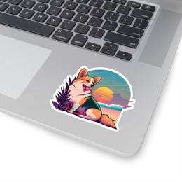 Corgi Sunset Beach Sticker