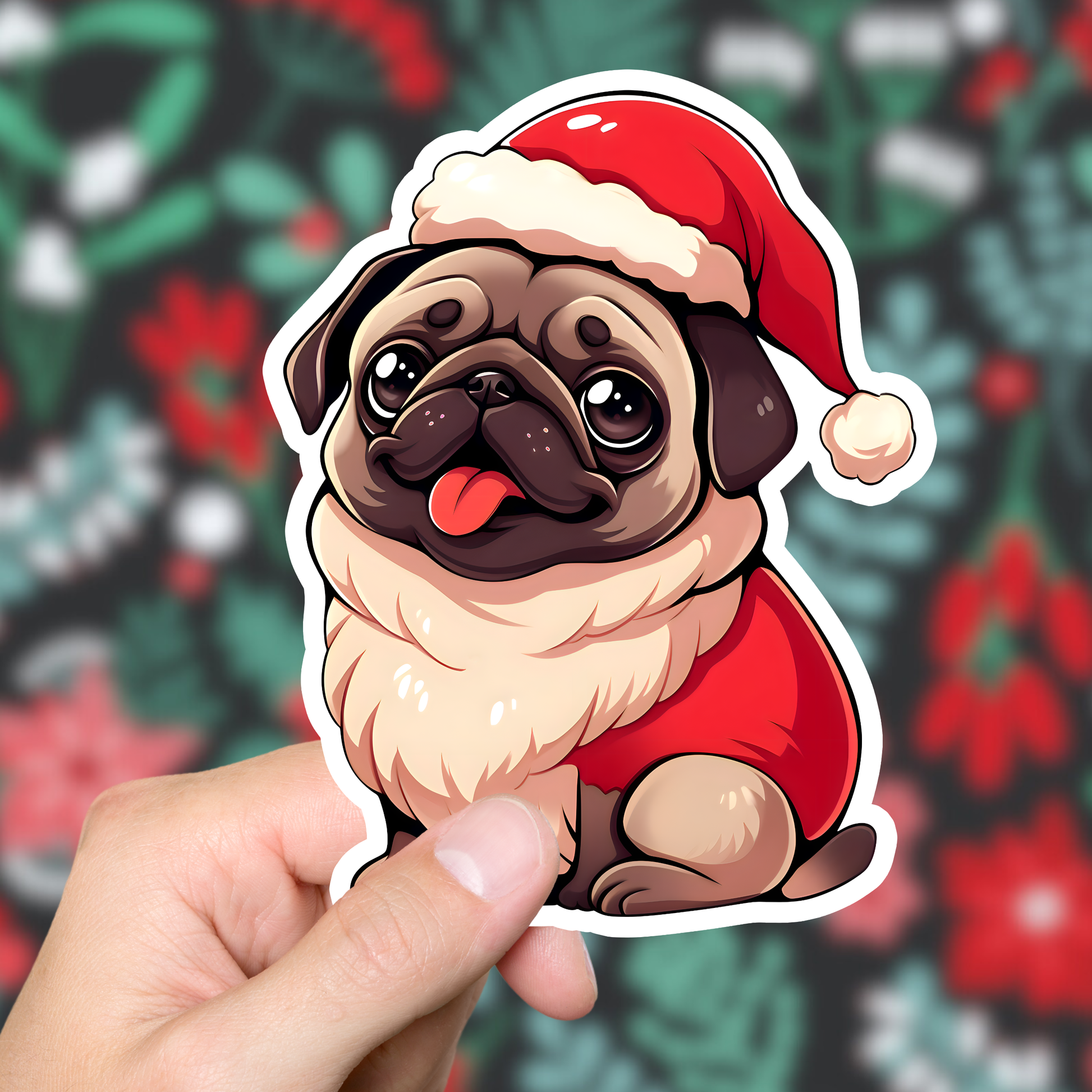 Christmas Pug Sticker