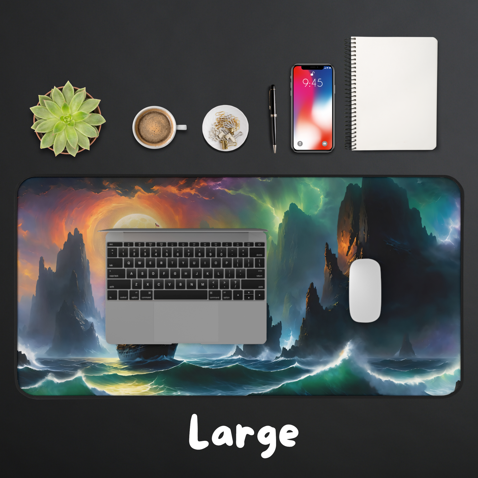 Ship Stormy Sea Desk Mat Gaming Mouse