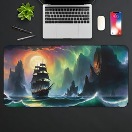 Ship Stormy Sea Desk Mat Gaming Mouse
