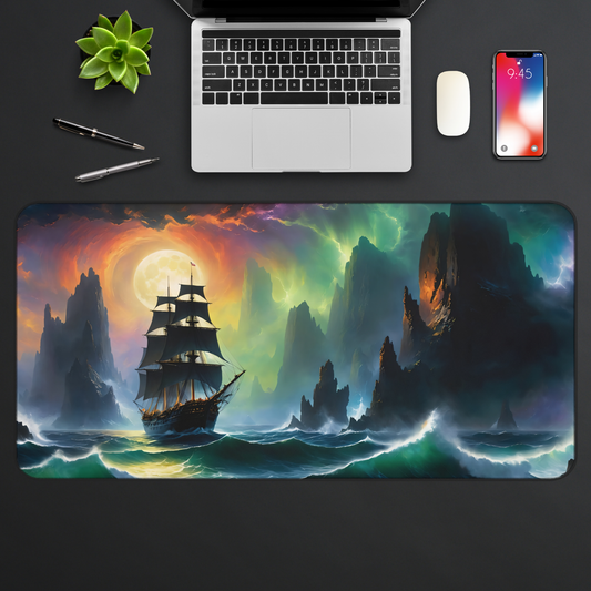 Ship Stormy Sea Desk Mat Gaming Mouse