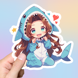 Aerith Cute Shark Sticker