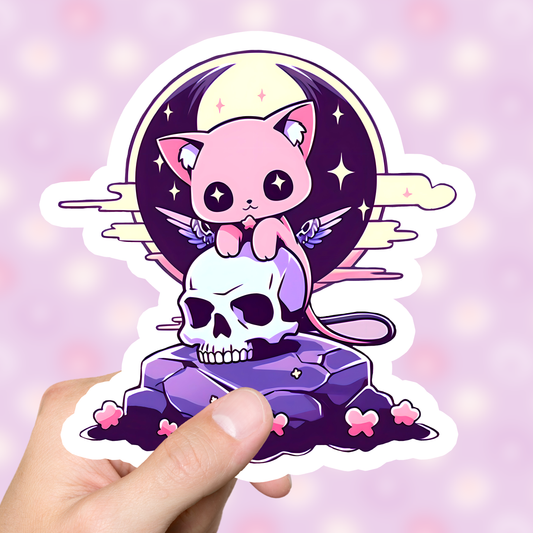 Cute Pastel Goth Cat Sticker