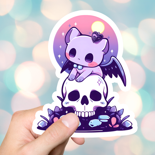 Pastel Cat Skull Sticker