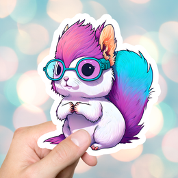 Pastel Squirrel Glasses Sticker