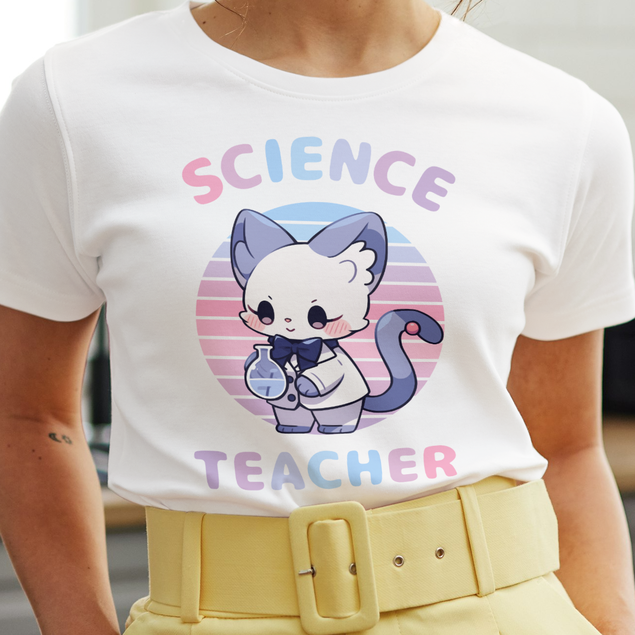 Science Teacher Cute Cat Gift T-Shirt