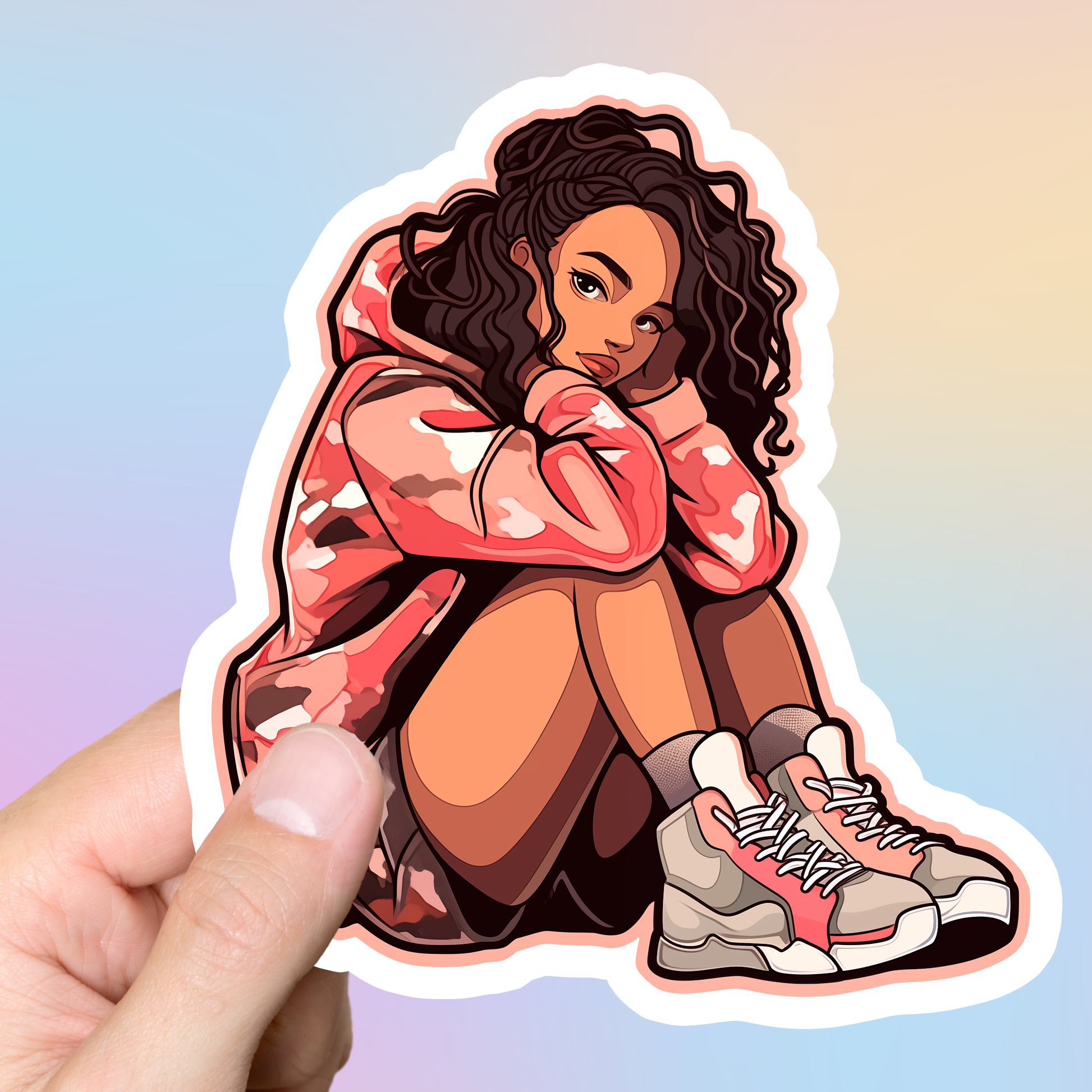 Casual Hoodie Girl Sticker