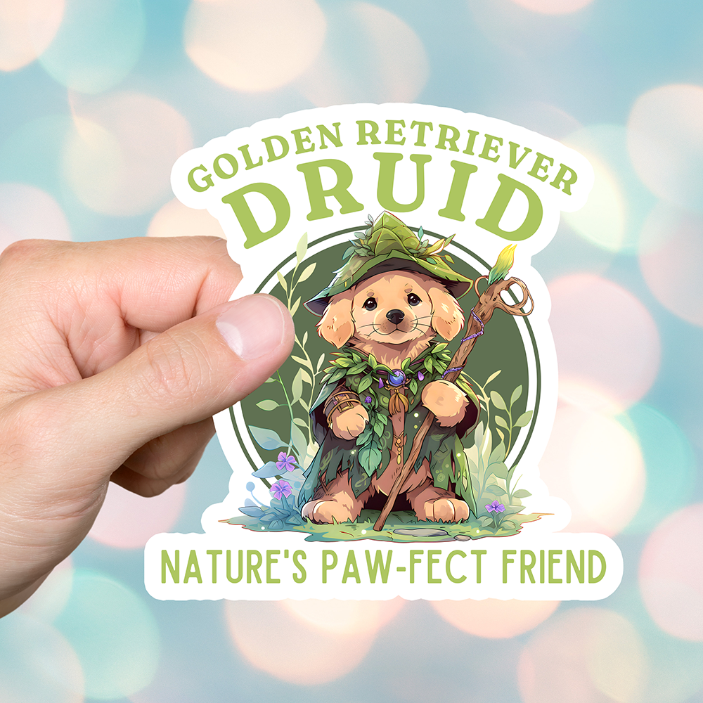 Golden Retriever DND Druid Sticker