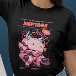 Kawaii Mewtron T-Shirt Cute Anime Cat Tshirt Cat Mecha