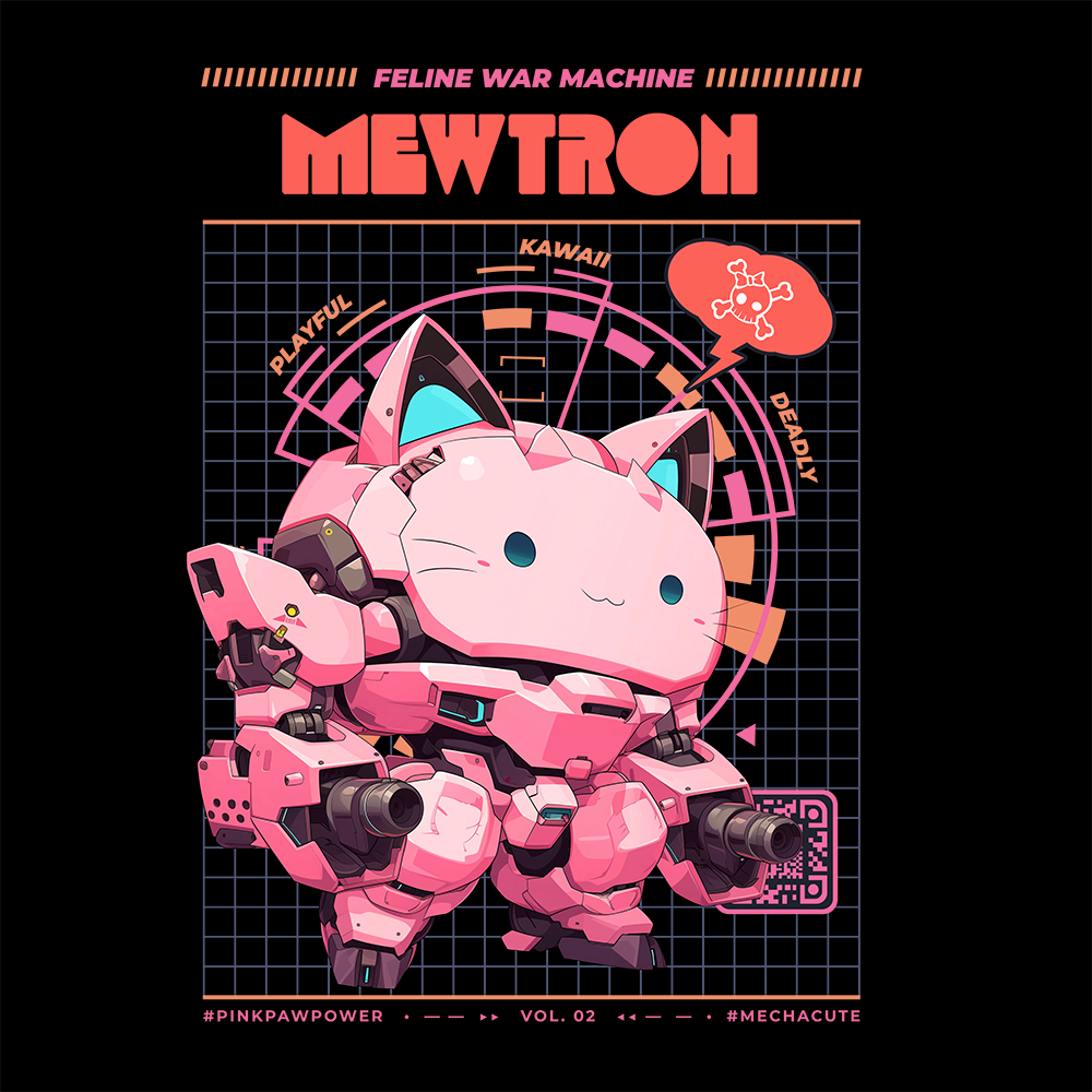 Kawaii Mewtron T-Shirt Cute Anime Cat Tshirt Cat Mecha