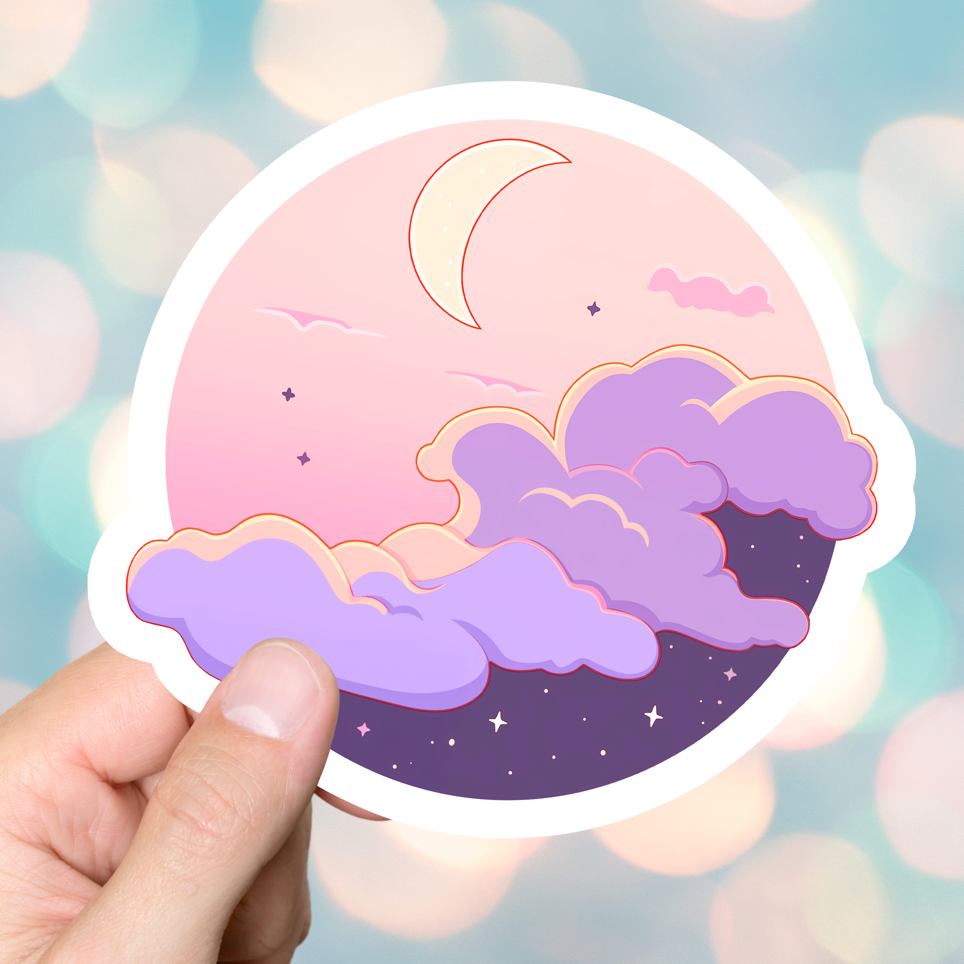 Pastel Crescent Moon Sticker