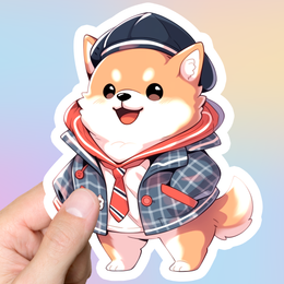 Shiba Inu Preppy Sticker