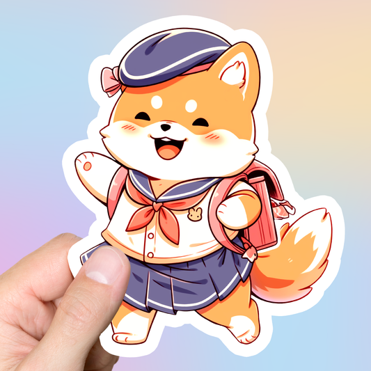 Shiba Inu Preppy Girl Sticker