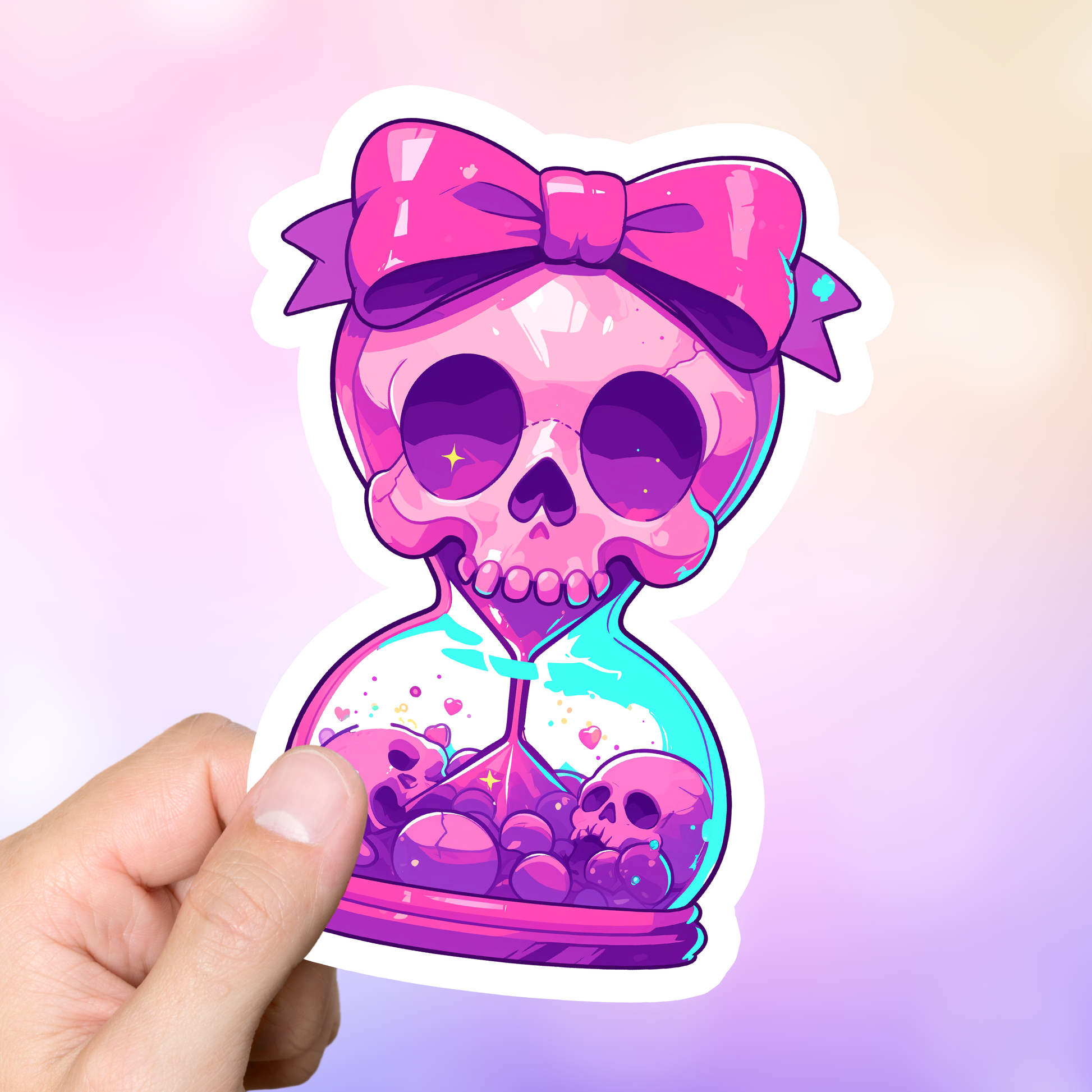 Cute Skull Hourglass Sticker