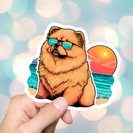 Chow Chow Sunset Beach Sticker