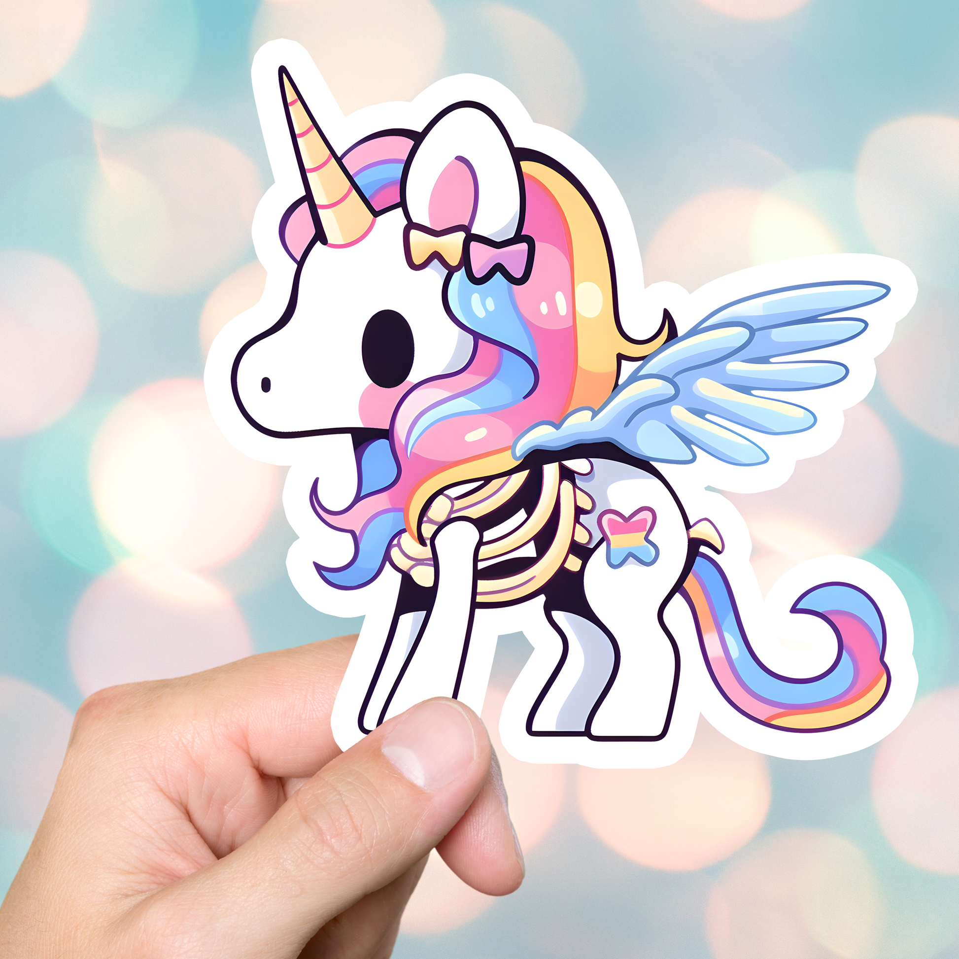 Skeleton Unicorn Goth Sticker