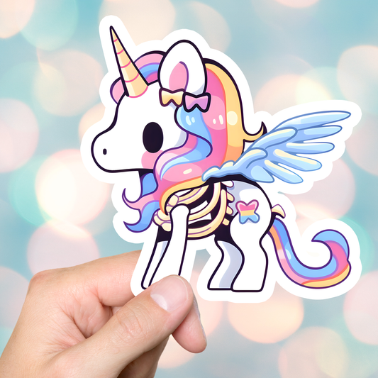 Skeleton Unicorn Goth Sticker